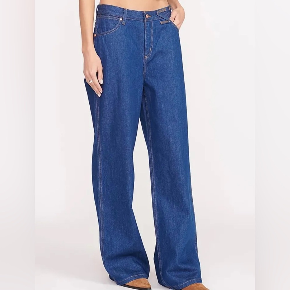 STAUD X Wrangler 
Women's Flare Jeans in Deep Blue